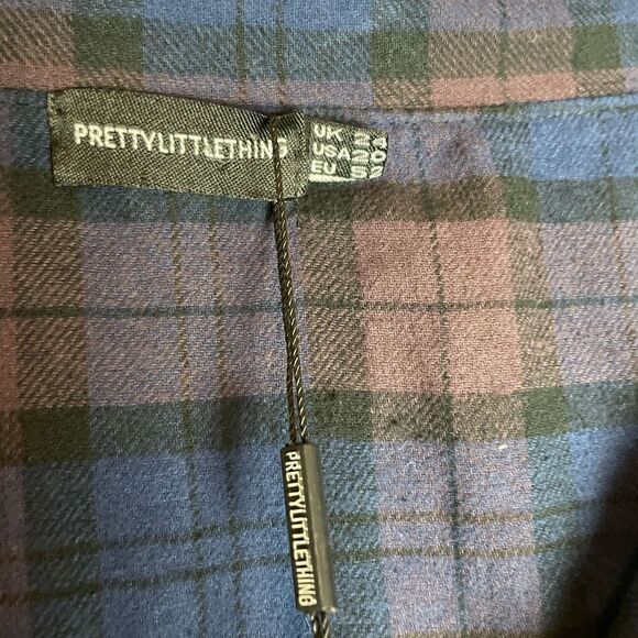 Prettylittlething Plus Purple Oversized Check Shirt Dress Size 20 - Picture 4 of 12